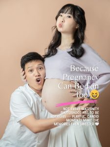 Not every maternity photoshoot has to be serious — playful, candid moments make the memories even sweeter 🤍
